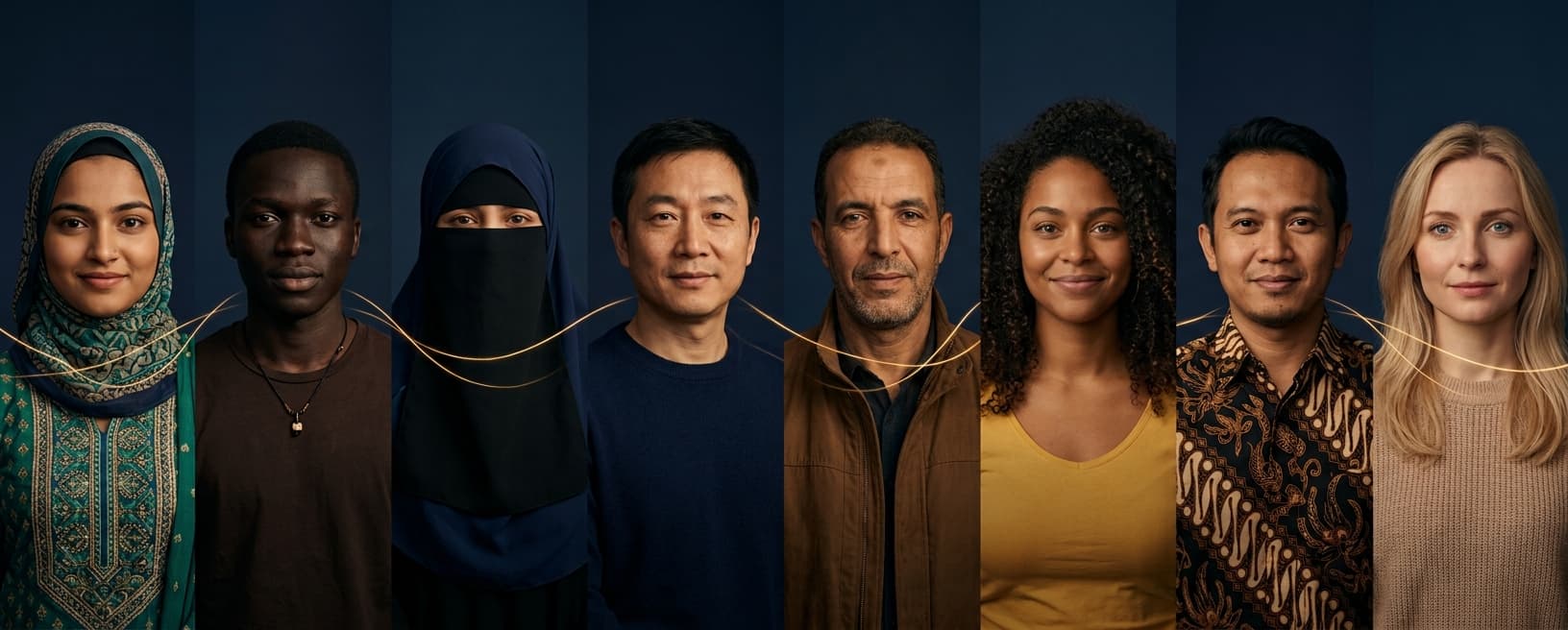 People from many nations and backgrounds, connected by a single golden thread